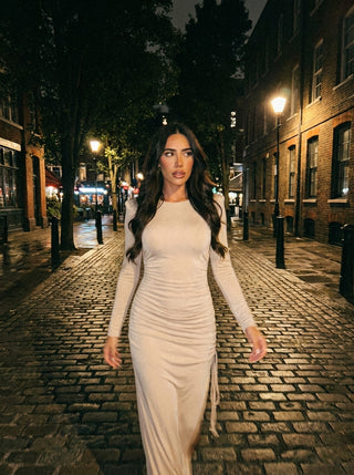 Ruched Long Sleeve Maxi Dress