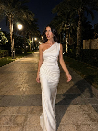 שמלת מקסי סדינה - שנהב