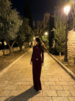 Camila Drape Waist Gown – Bordeaux