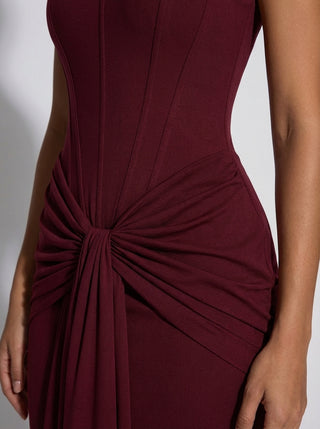 ZARETH Draped Corset Gown - Deep Garnet