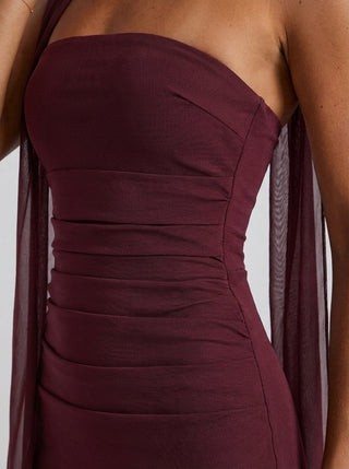 DAELIA Halter Column Gown - Amaranth