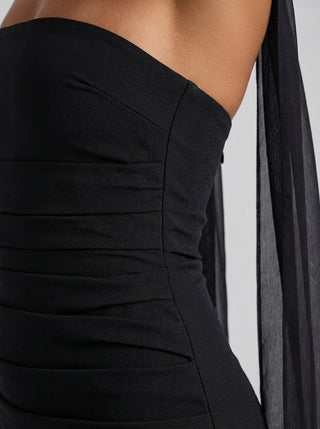 DAELIA Halter Column Gown - Midnight Black