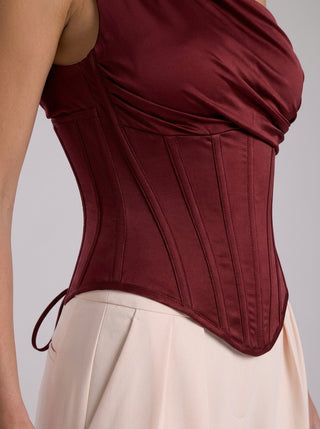 ISADORA CORSET DRAPED SCULPT - BORDEAUX